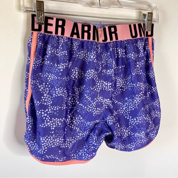 Under Armour Girls Running Shorts Youth Large Purple Folderover Waist Loose Fit - Picture 9 of 11